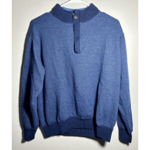 Peter Millar Boy’s 1/4 Zip Sweater Blue Extra Fine Italian Merino Wool XXL 23x24